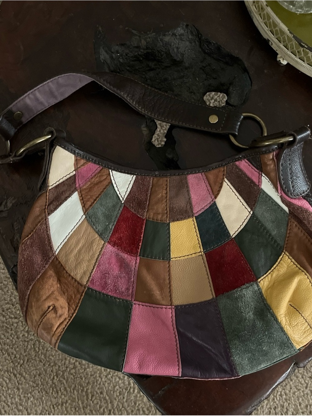Lucky Brand Y2K Multicolor Patchwork Leather Hobo Bag